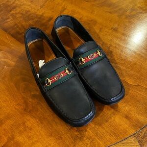 Gucci Black Web Driver Loafers